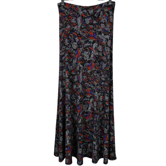 LuLaRoe Maxi Skirt Women XS Boho Tribal Feather Jersey Knit Colorful Comfort - Picture 2 of 10